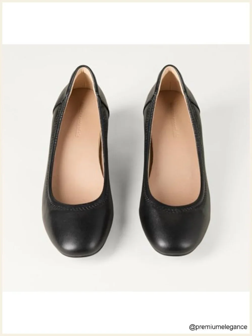 Faux Leather Ballet Pump with Memory Foam Insole Block Heel